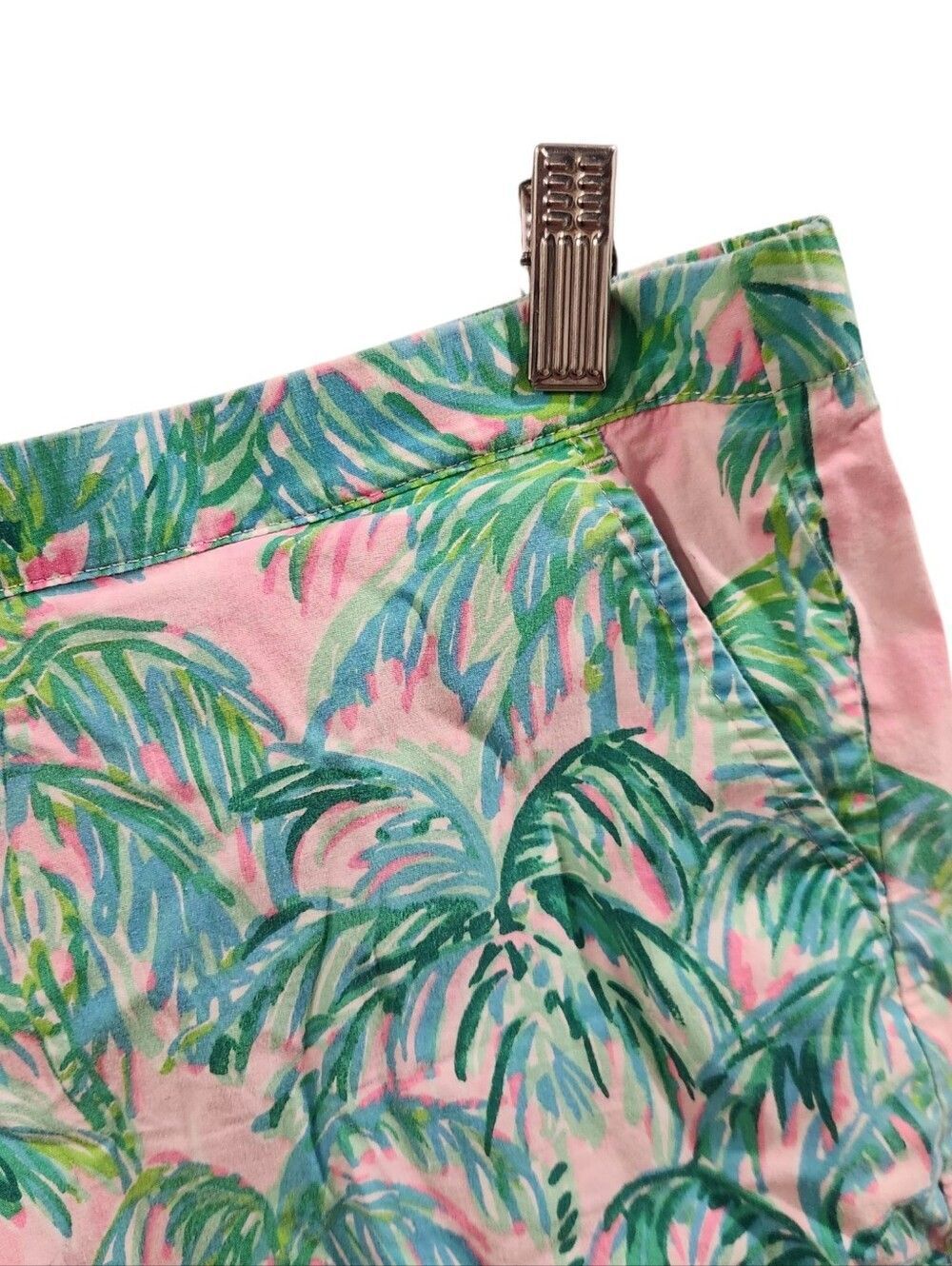 Lilly Pulitzer Palm Tree Print Shorts Medium Pink Green Tropical Resort Preppy - Picture 4 of 5